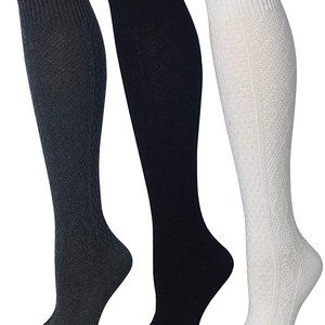 Women's Knee High Socks 3 Pair Gray Teal Women's Socks Black White Gray